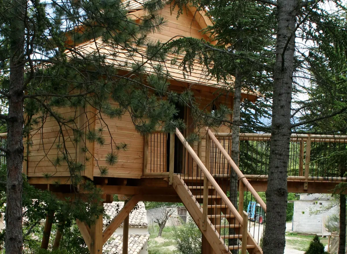 Détail d'une cabane dans les arbres